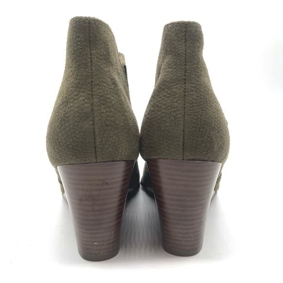 New Directions Olive Green Sarita Wedge Booties Women Size 9.5 Vegan Suede Fall - Picture 8 of 11